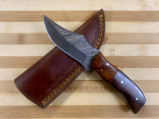 Damascus Steel Hunting Knife 8” Brown