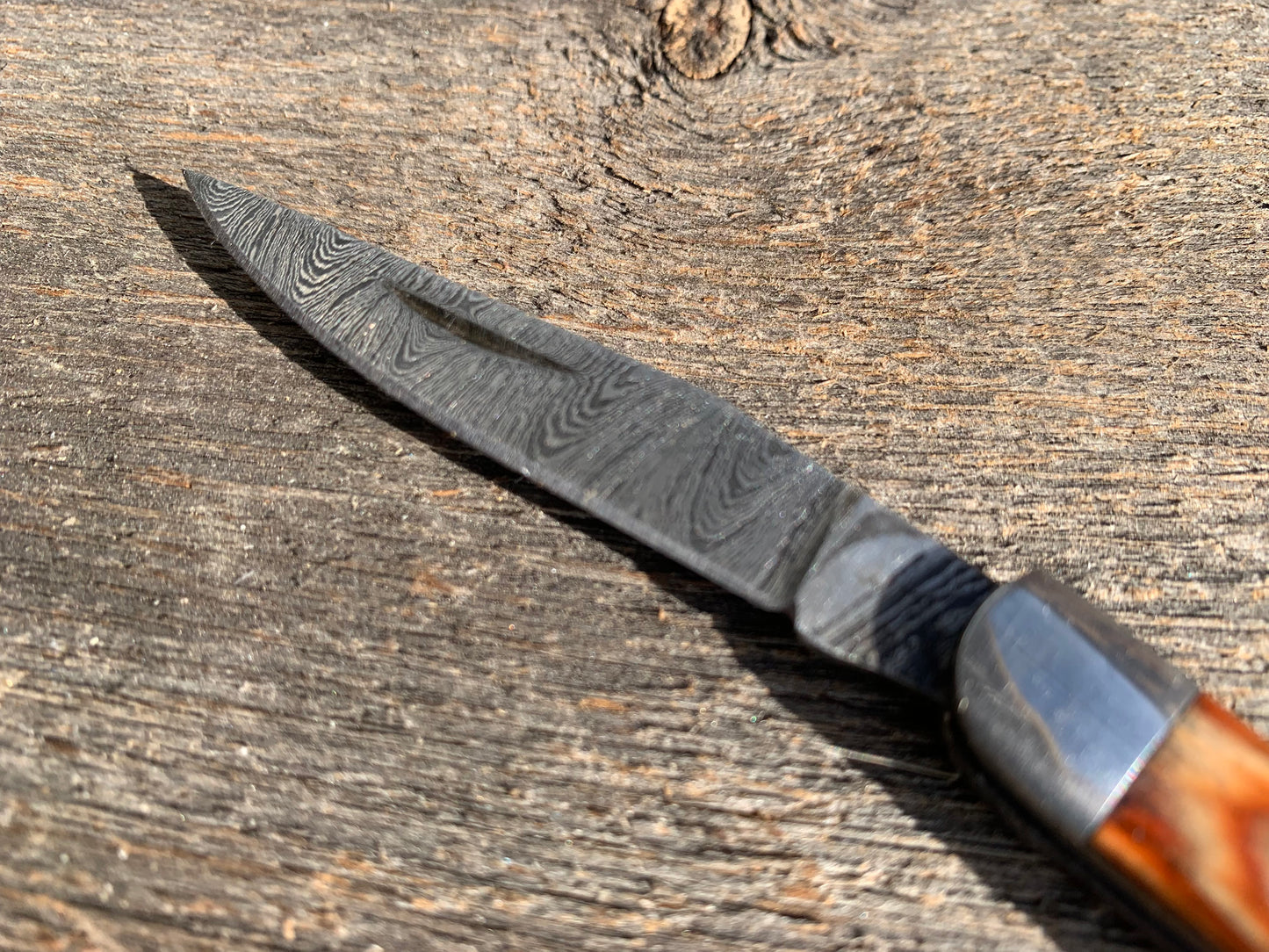 Damascus Steel Keychain Folder Knife